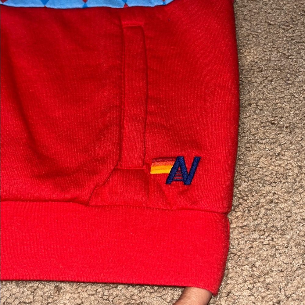 Aviator Nation Red & Light Blue Argyle Half-Zip Smiley Sweatshirt - Picture 6 of 10